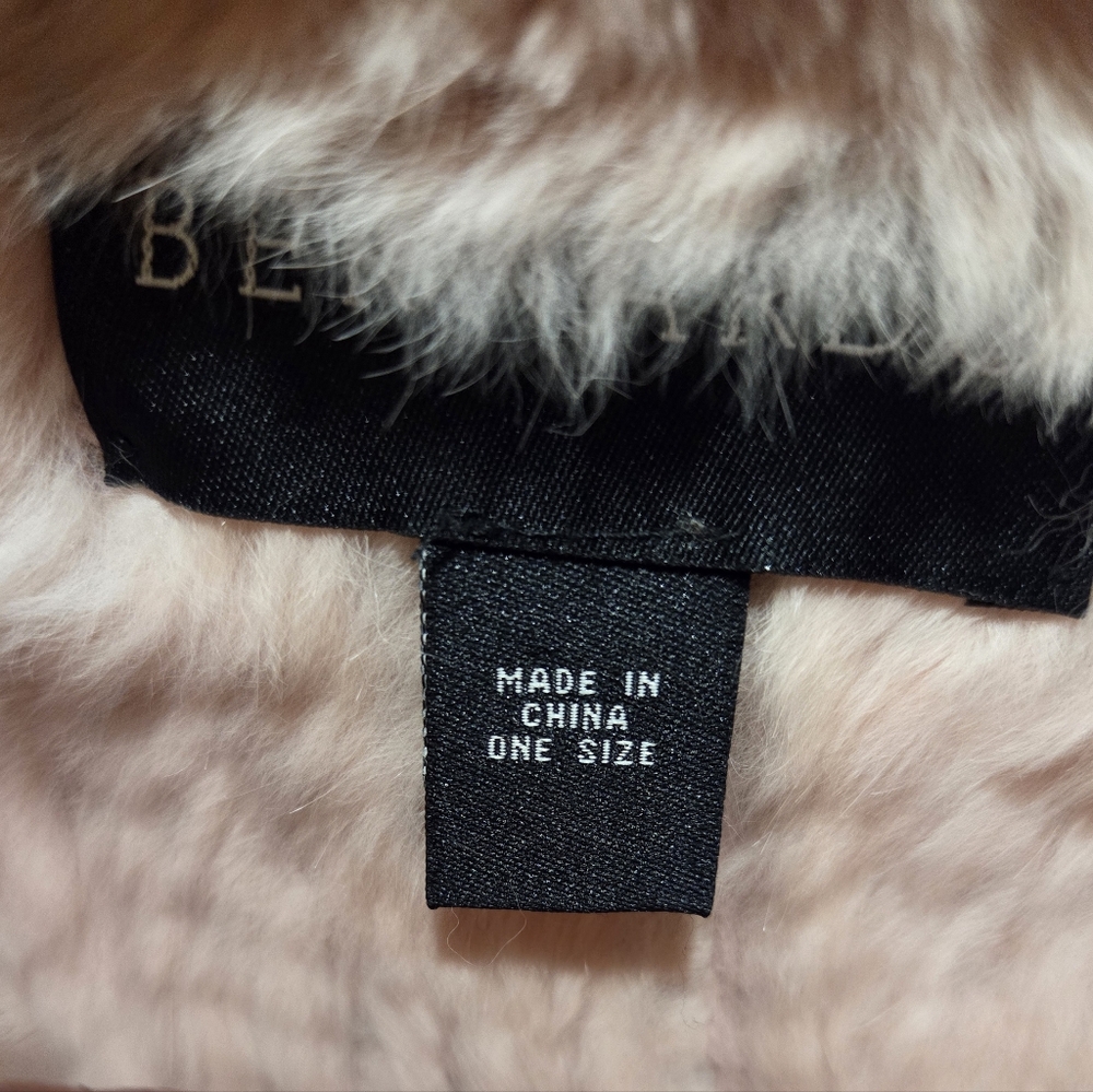 Pink Blush Real Rabbit Fur Poncho - Picture 3 of 5